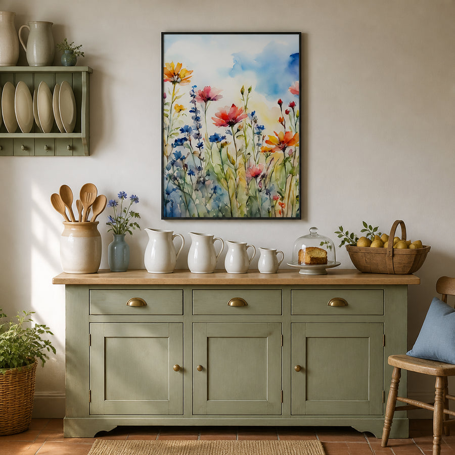 Wildflower Meadow Study Art Print in a room setting