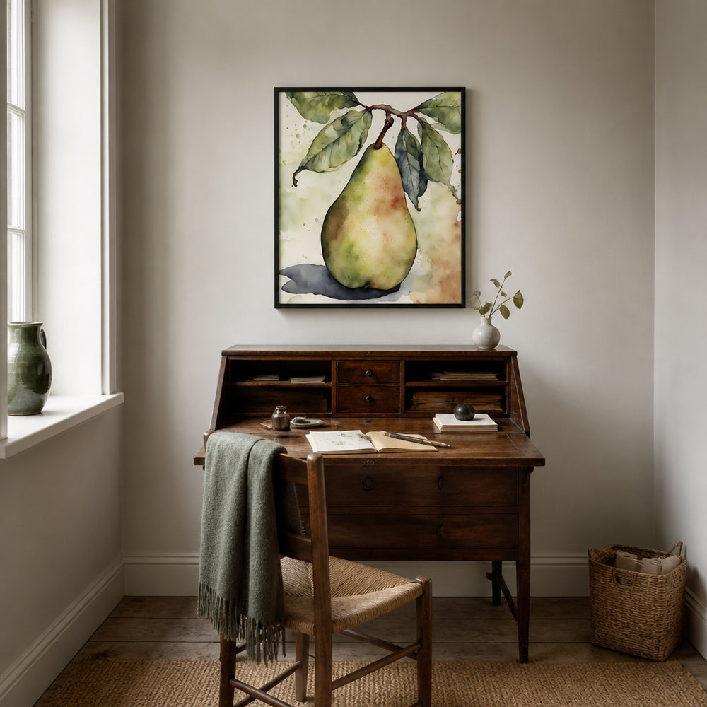 Room mockup featuring Birne - watercolor painting Art Print By Ohkimiko