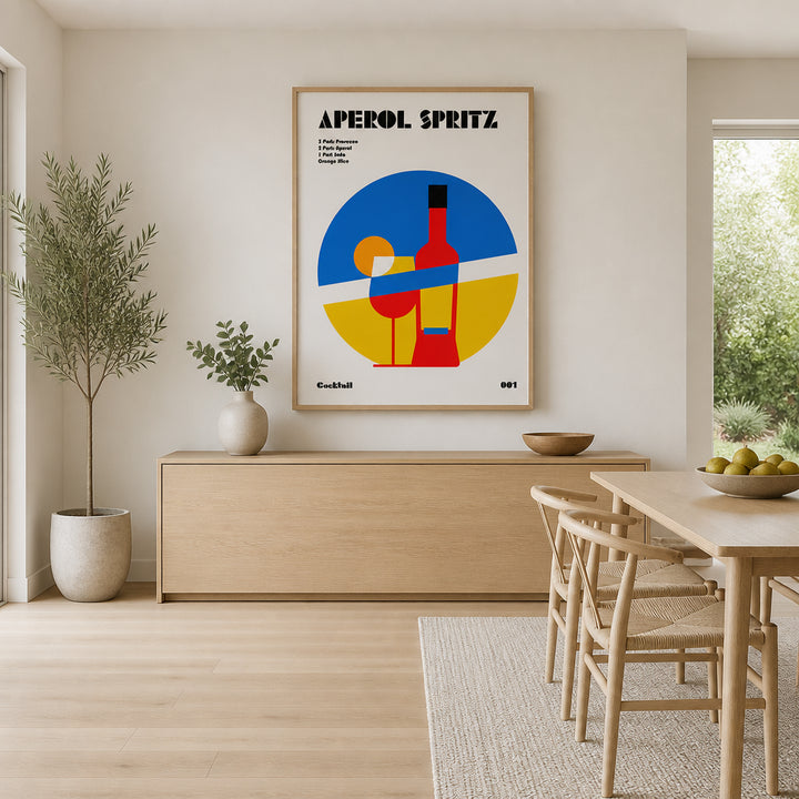 Room mockup featuring Aperol Spritz Cocktail Bauhaus Art Print -  Art Print