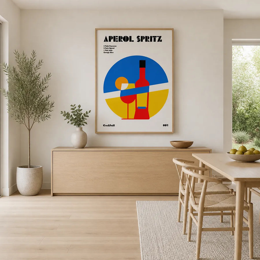 Aperol Spritz Cocktail Bauhaus Art Print -  Art Print in a room setting