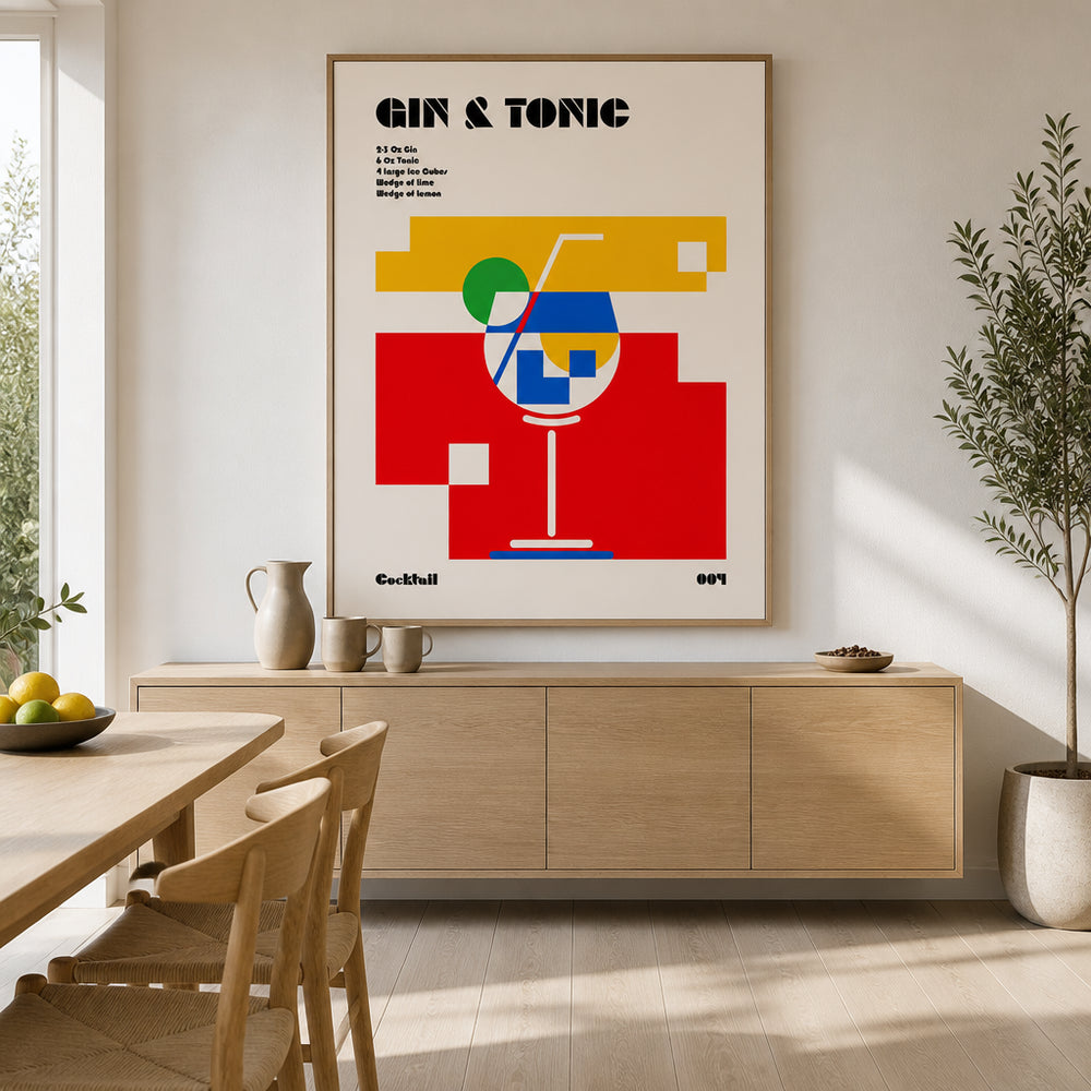 Room mockup featuring Gin & Tonic Bauhaus Cocktail -  Art Print