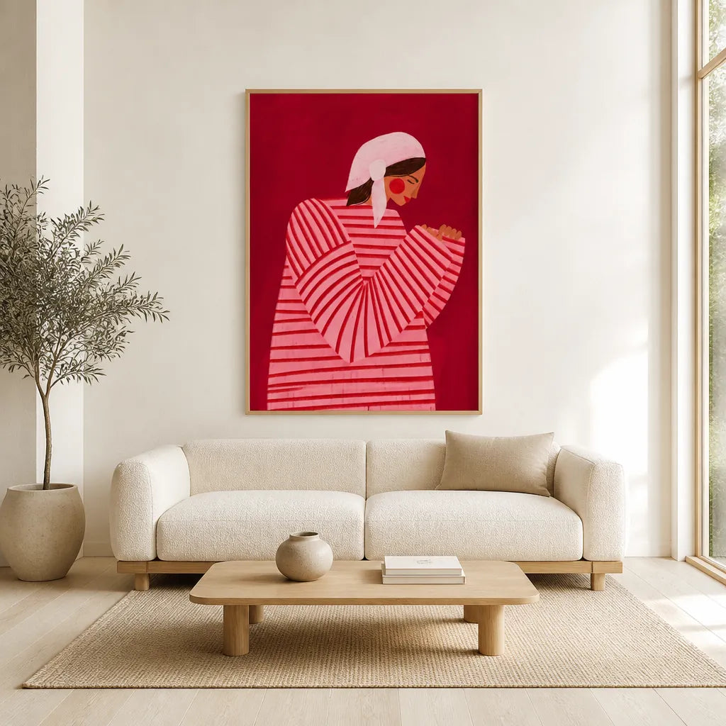 Room mockup featuring The Woman With the Red Stripes -  Art Print