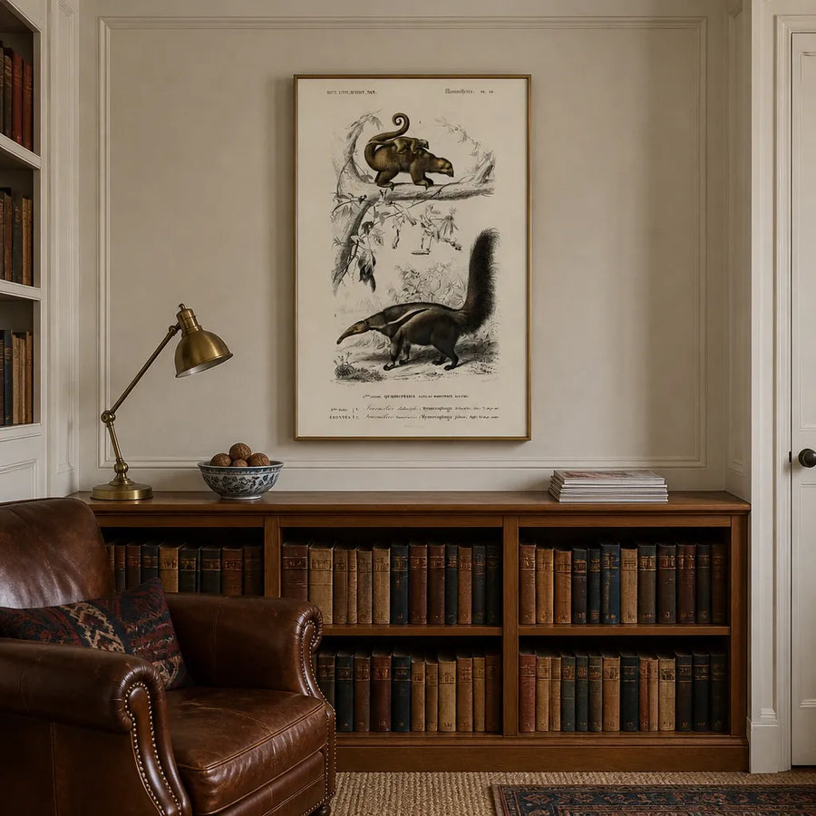 Pygmy and Giant Anteaters by Charles Dessalines Art Print in a room setting