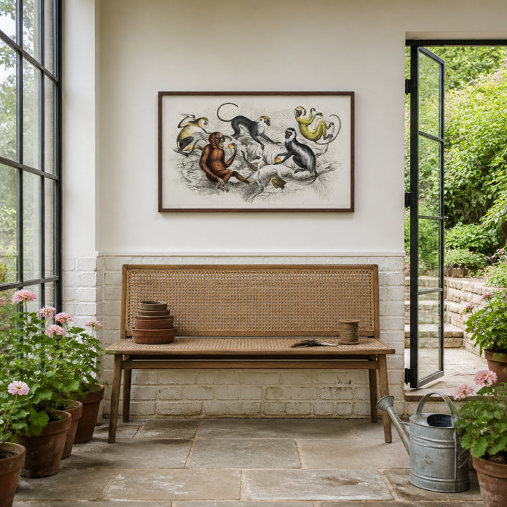 Room mockup featuring Colorful Primates Art Print