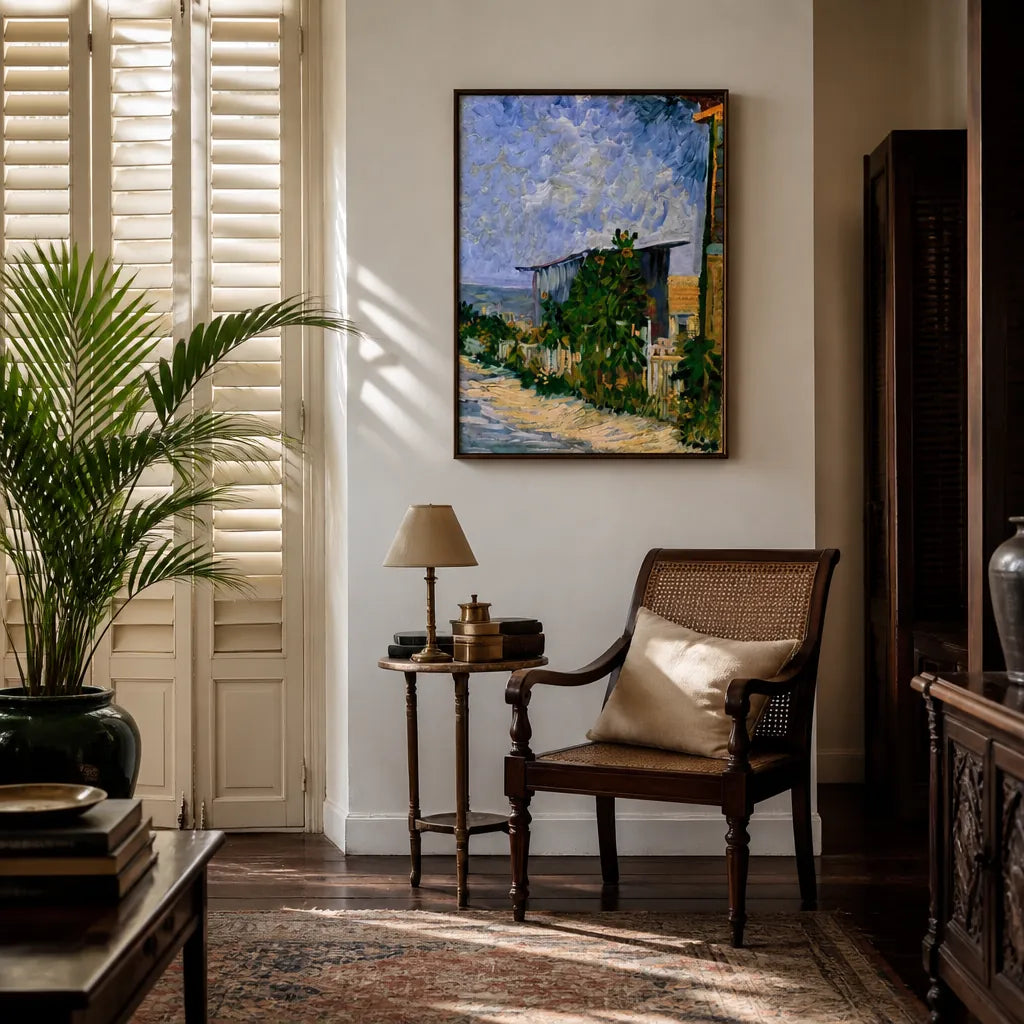 Room mockup featuring Shelter on Montmartre by Van Gogh Art Print