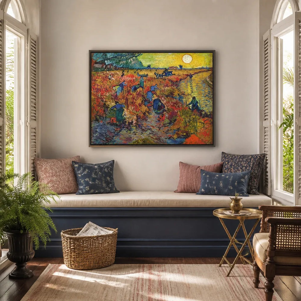 Room mockup featuring The Red Vineyard by Vincent van Gogh Art Print