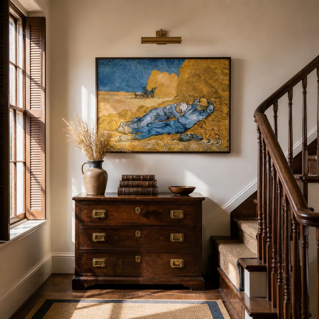 Room mockup featuring The Siesta by Vincent van Gogh Art Print