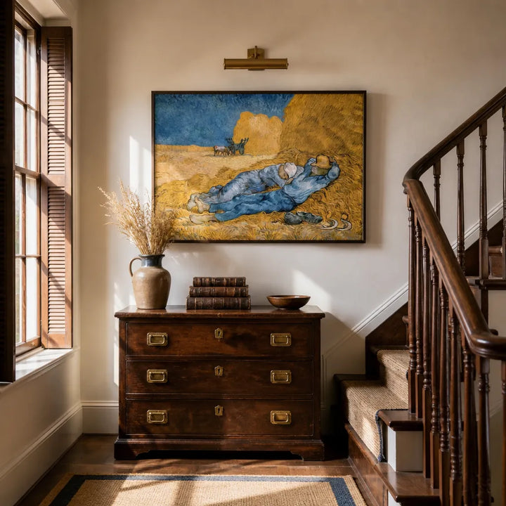 Room mockup featuring The Siesta by Vincent van Gogh Art Print