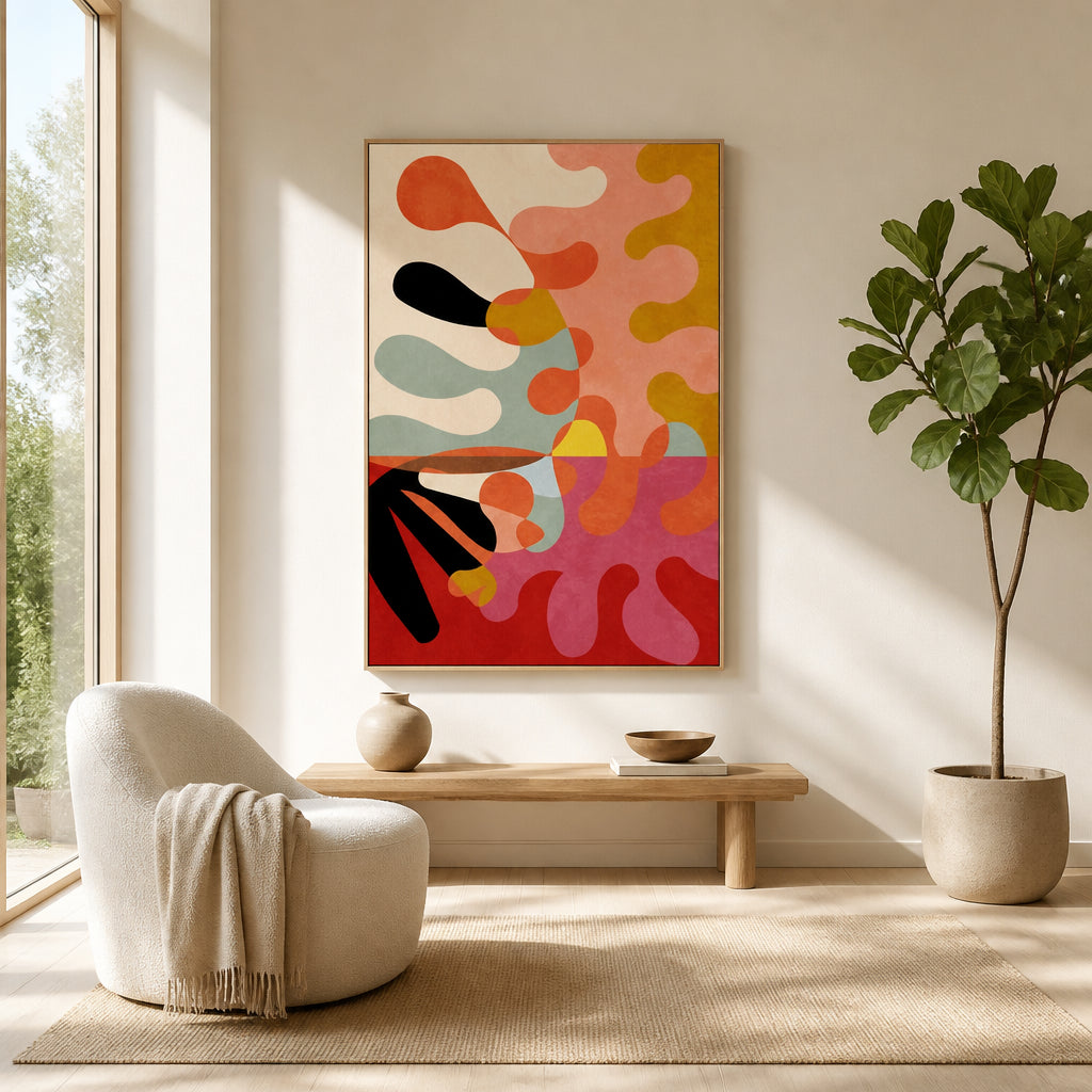 Room mockup featuring Warm Colors Geometry Art Print
