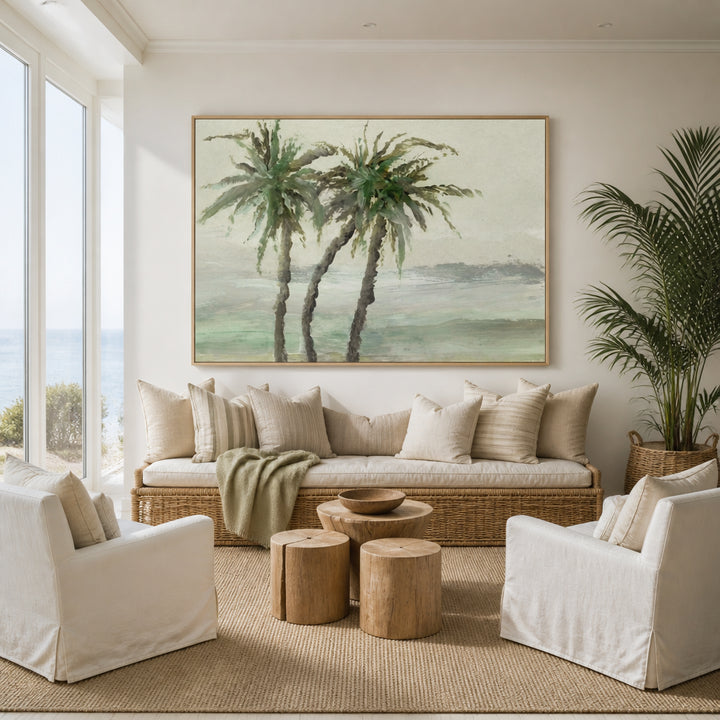 Room mockup featuring Palm Trees Seascape Art Print