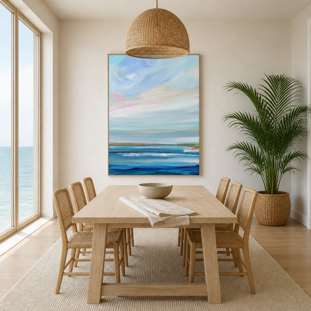 Room mockup featuring Tranquil Azure Horizon Art Print