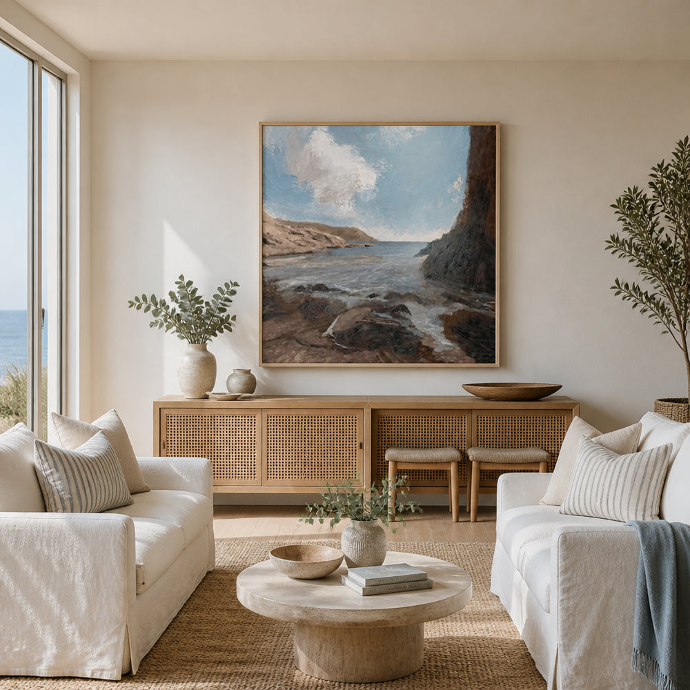 Room mockup featuring Ethereal Coastal Serenity Art Print