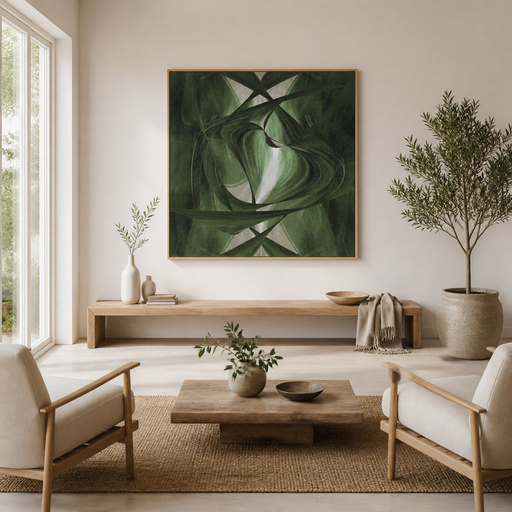 Room mockup featuring Verdant Whispers Abstract Art Print