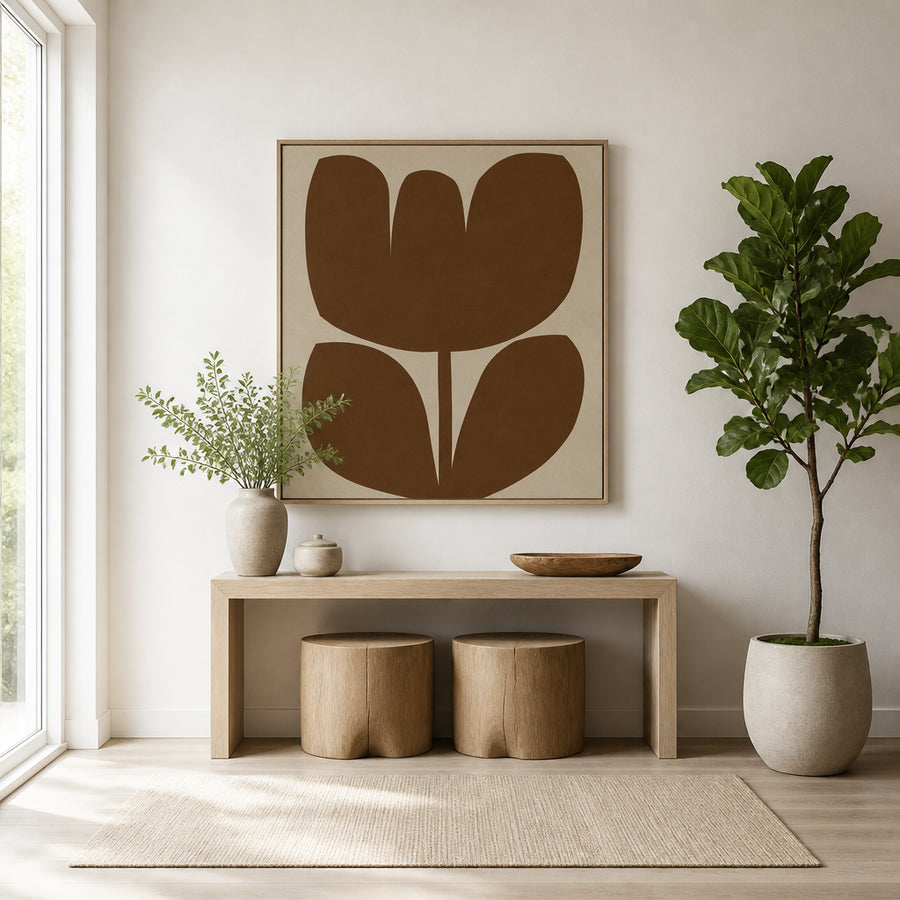 Earthy Tulip Essence Art Print in a room setting