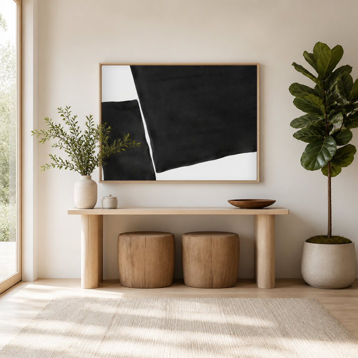 Room mockup featuring Obsidian Geometric Harmony Art Print