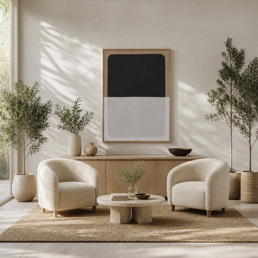 Elegant Geometric Calm Art Print in a room setting