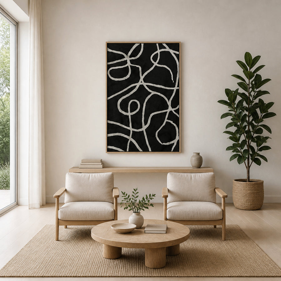 Ebony Maze Harmony Art Print in a room setting