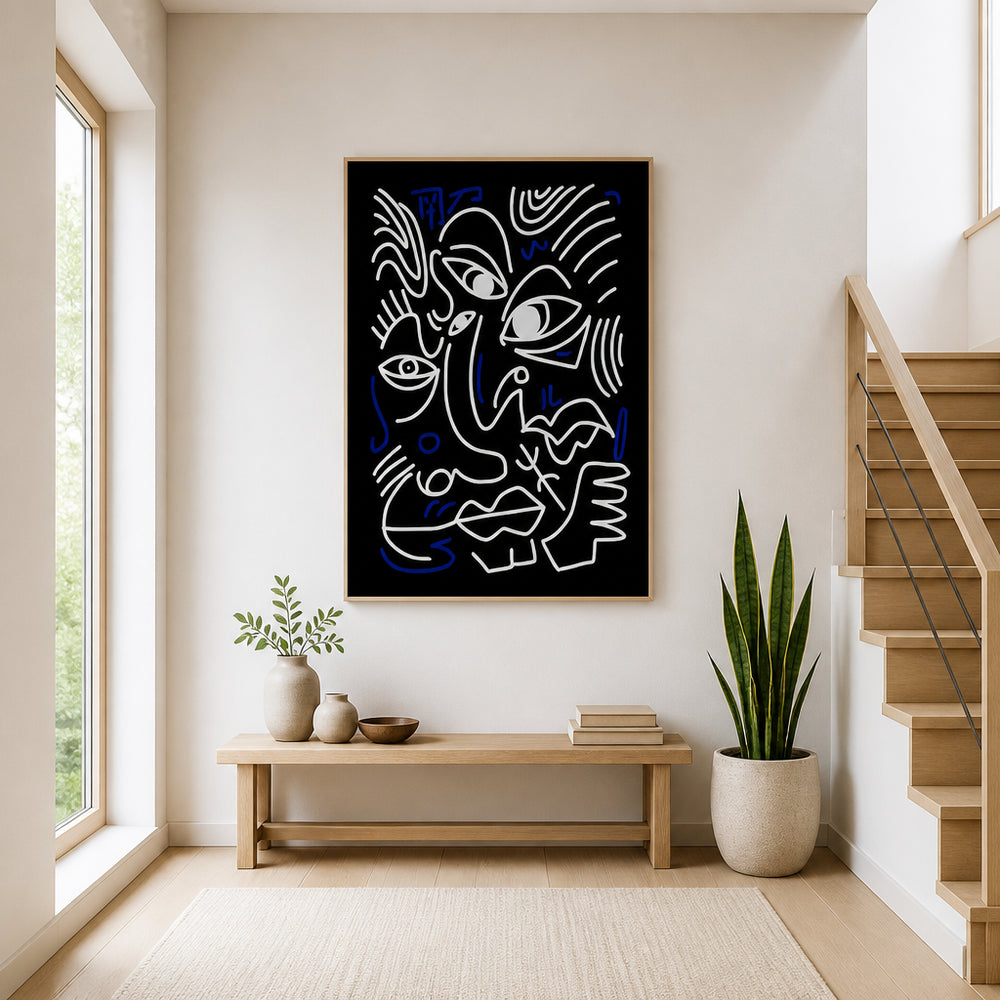 Room mockup featuring Midnight Expressionist Lines Art Print