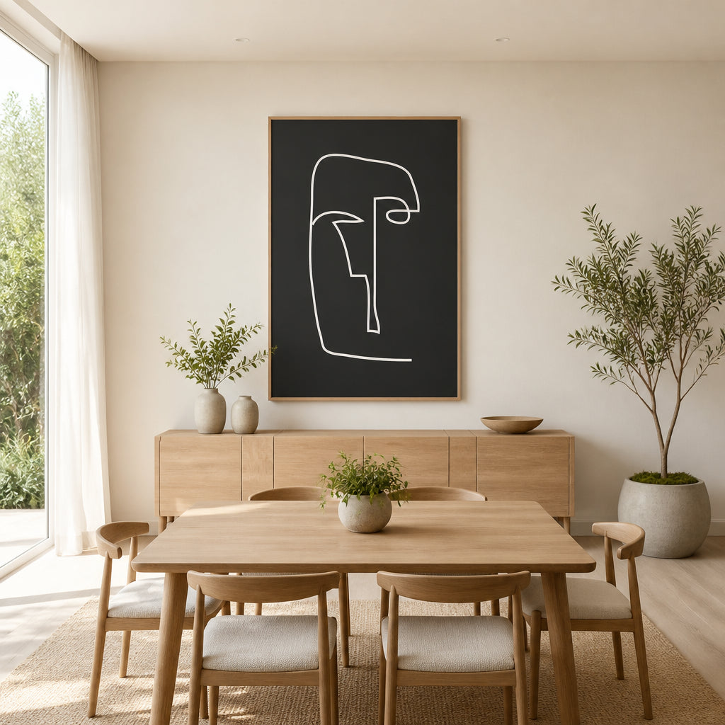 Room mockup featuring Monochrome Elegance Profile Art Print