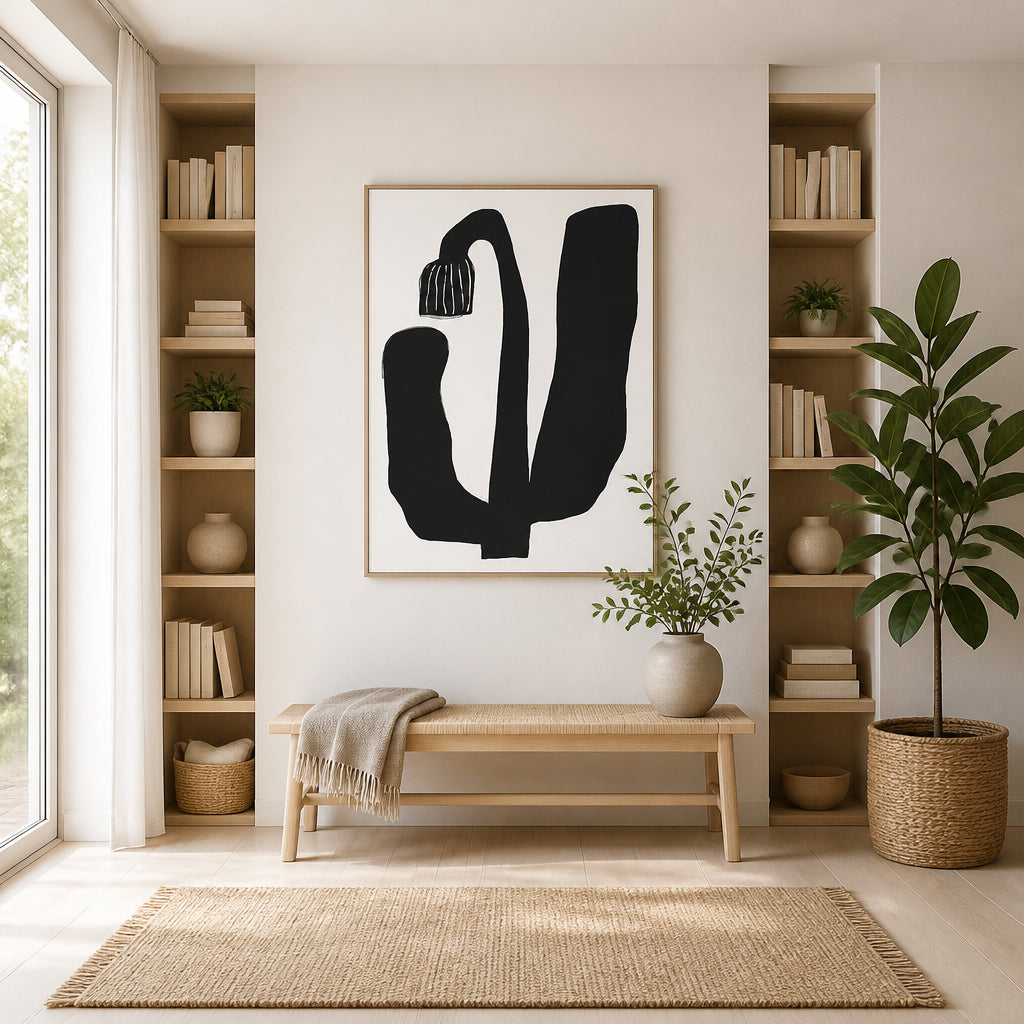 Room mockup featuring Monochrome Elegance Blossom Art Print
