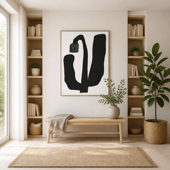 Room mockup featuring Monochrome Elegance Blossom Art Print