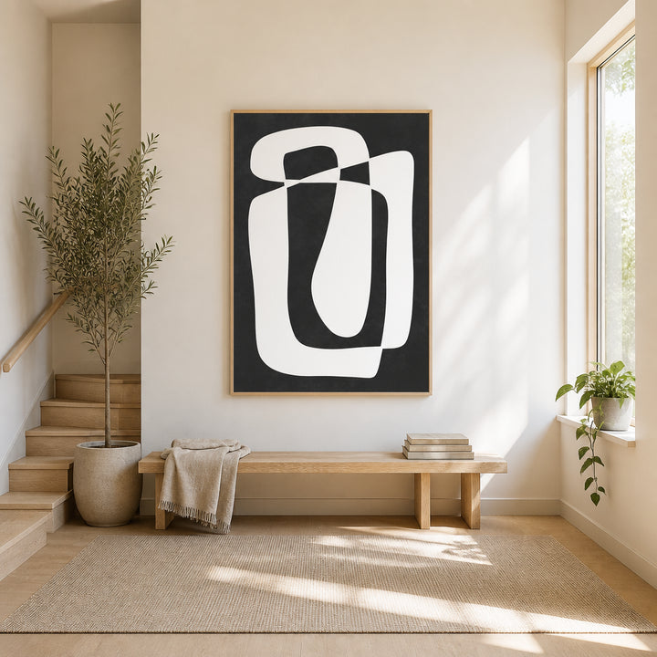 Room mockup featuring Monochrome Abstract Harmony Art Print