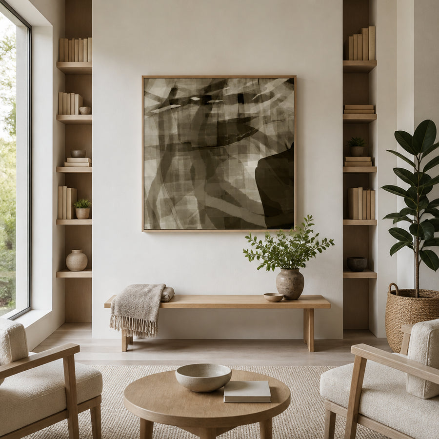 Sepia Geometric Harmony Art Print in a room setting