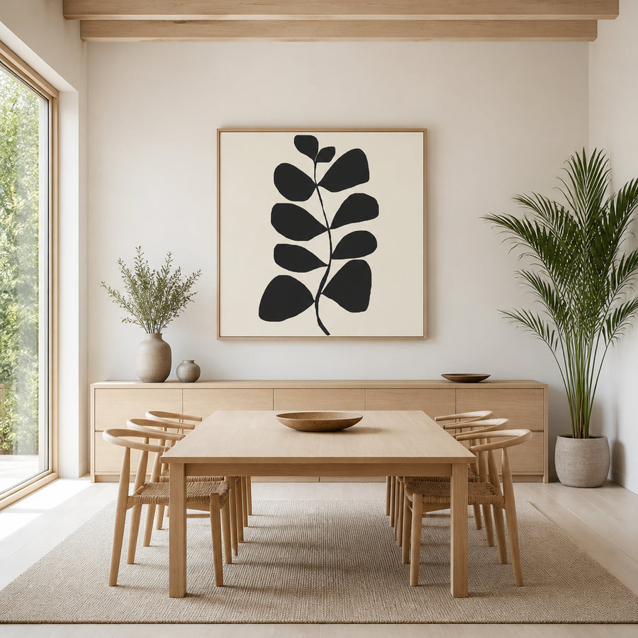 Monochrome Elegance Botanical Art Print in a room setting