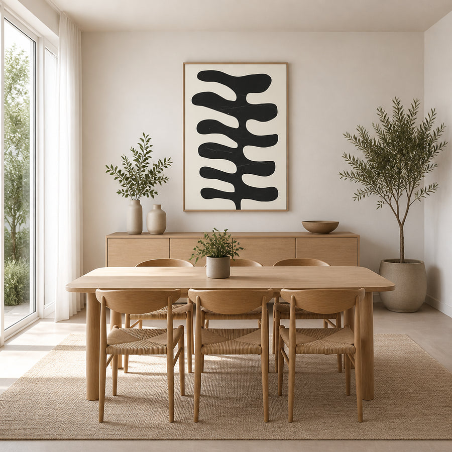 Monochrome Organic Flow Art Print in a room setting
