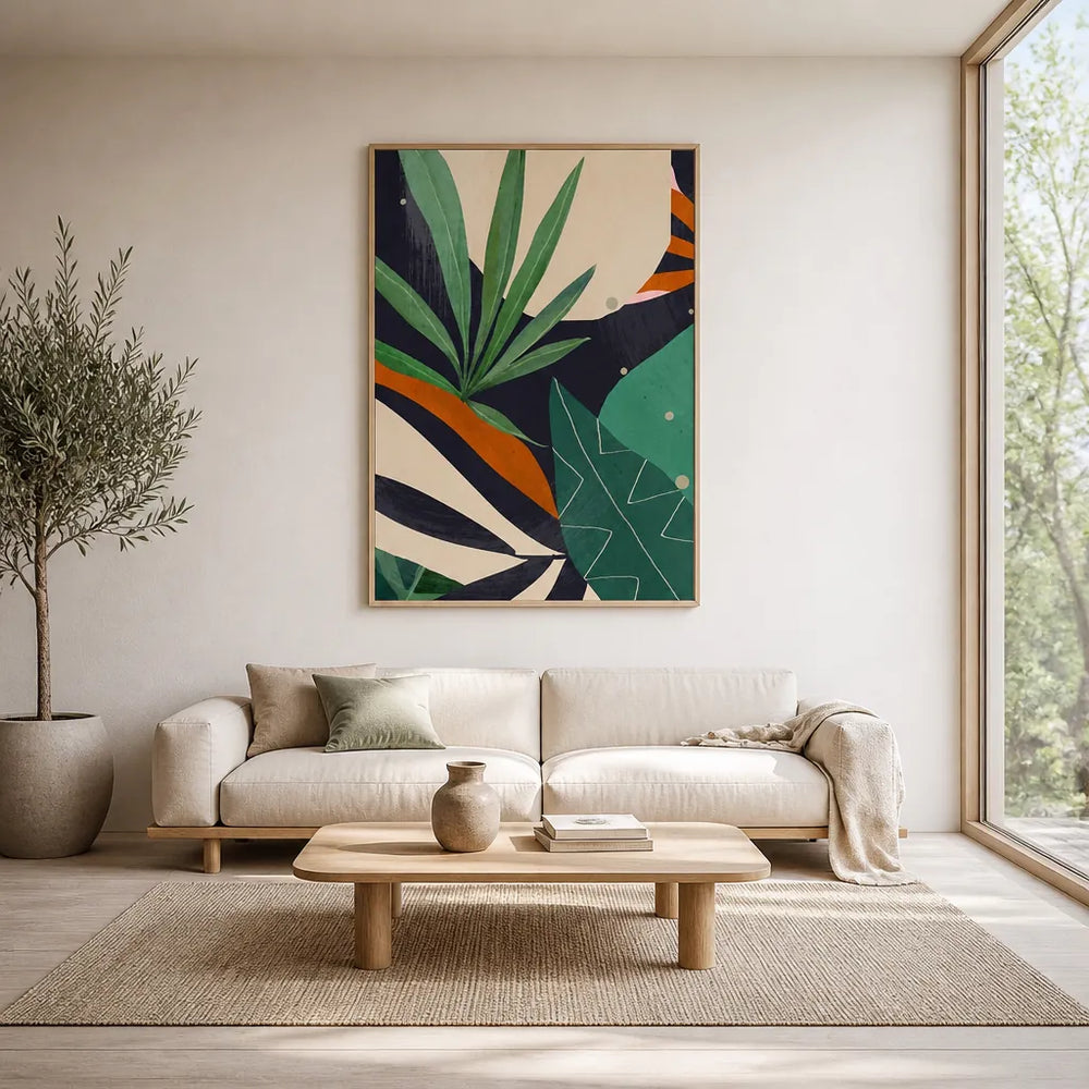 Room mockup featuring Tropical Verdant Symphony Art Print