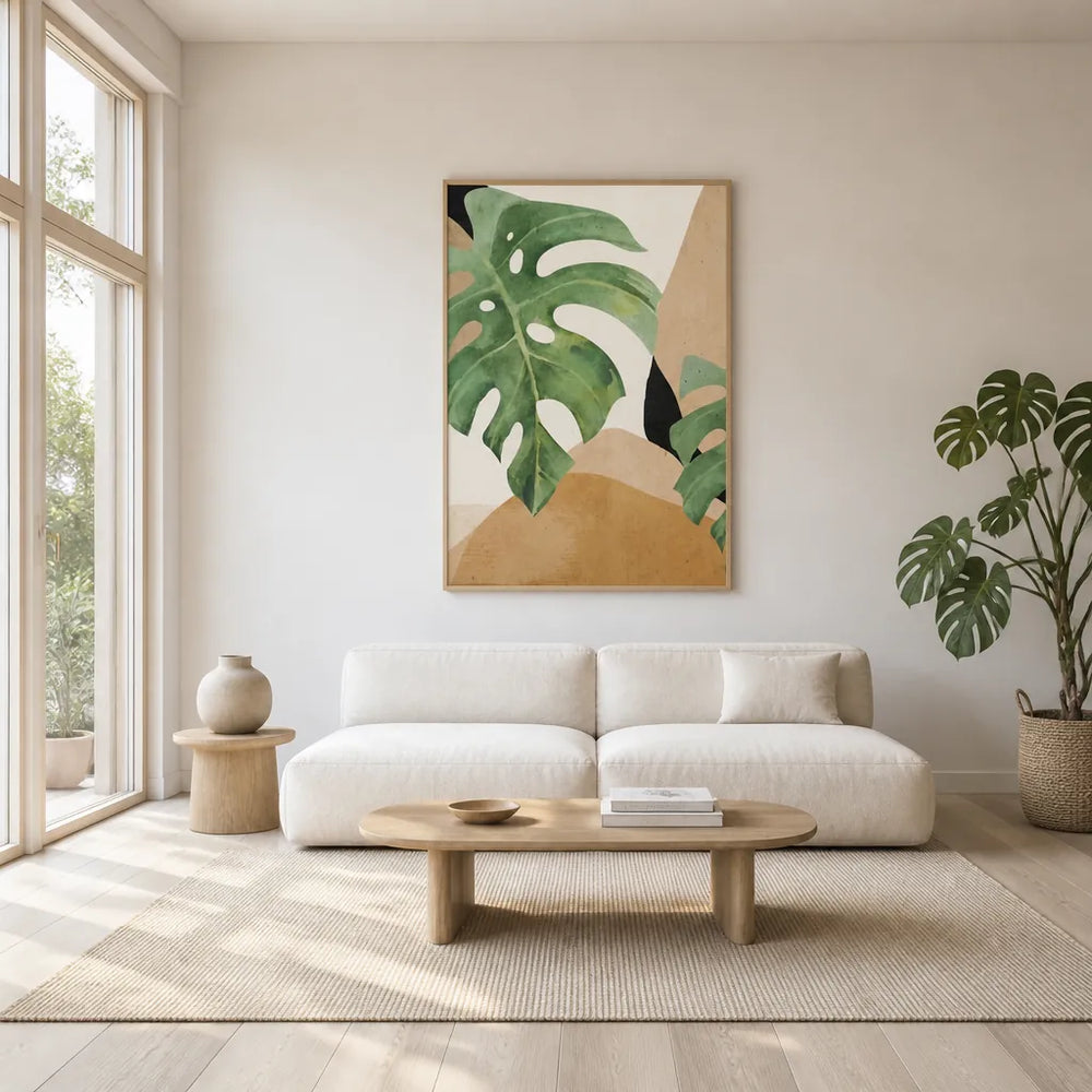 Room mockup featuring Verdant Monstera Harmony Art Print