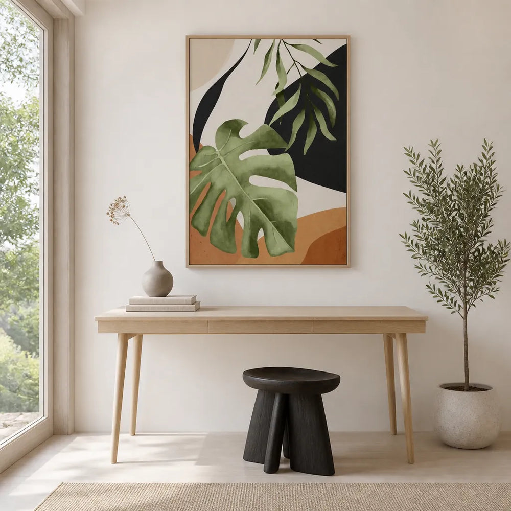 Room mockup featuring Verdant Elegance Tropic Abstract Art Print