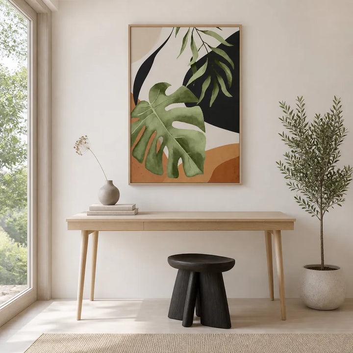 Room mockup featuring Verdant Elegance Tropic Abstract Art Print