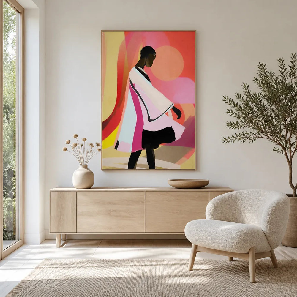 Room mockup featuring Abstract Art Sunset Girl - Essence_web Art Print