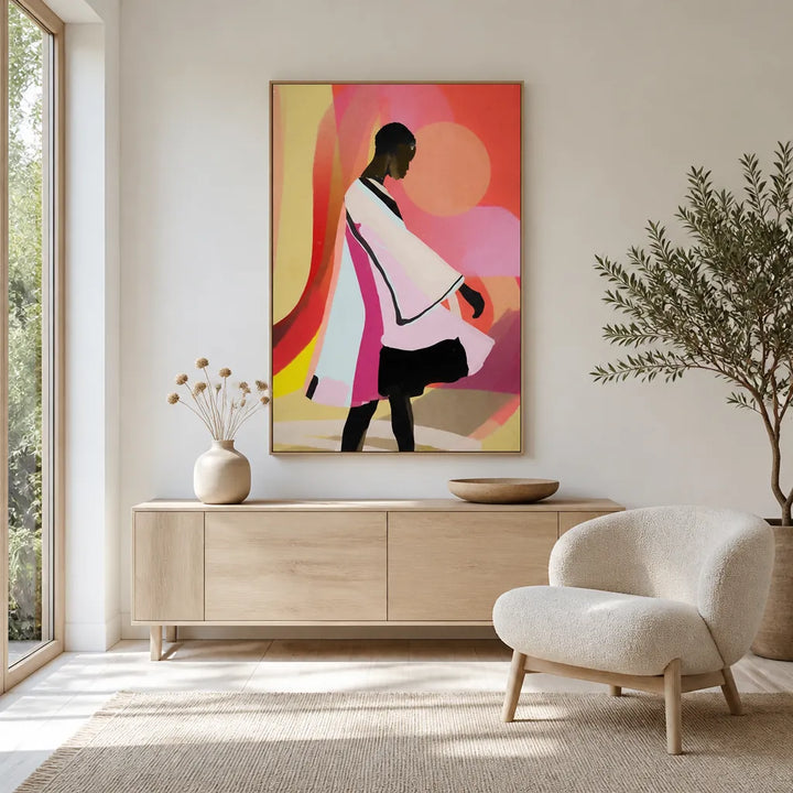Room mockup featuring Abstract Art Sunset Girl - Essence_web Art Print