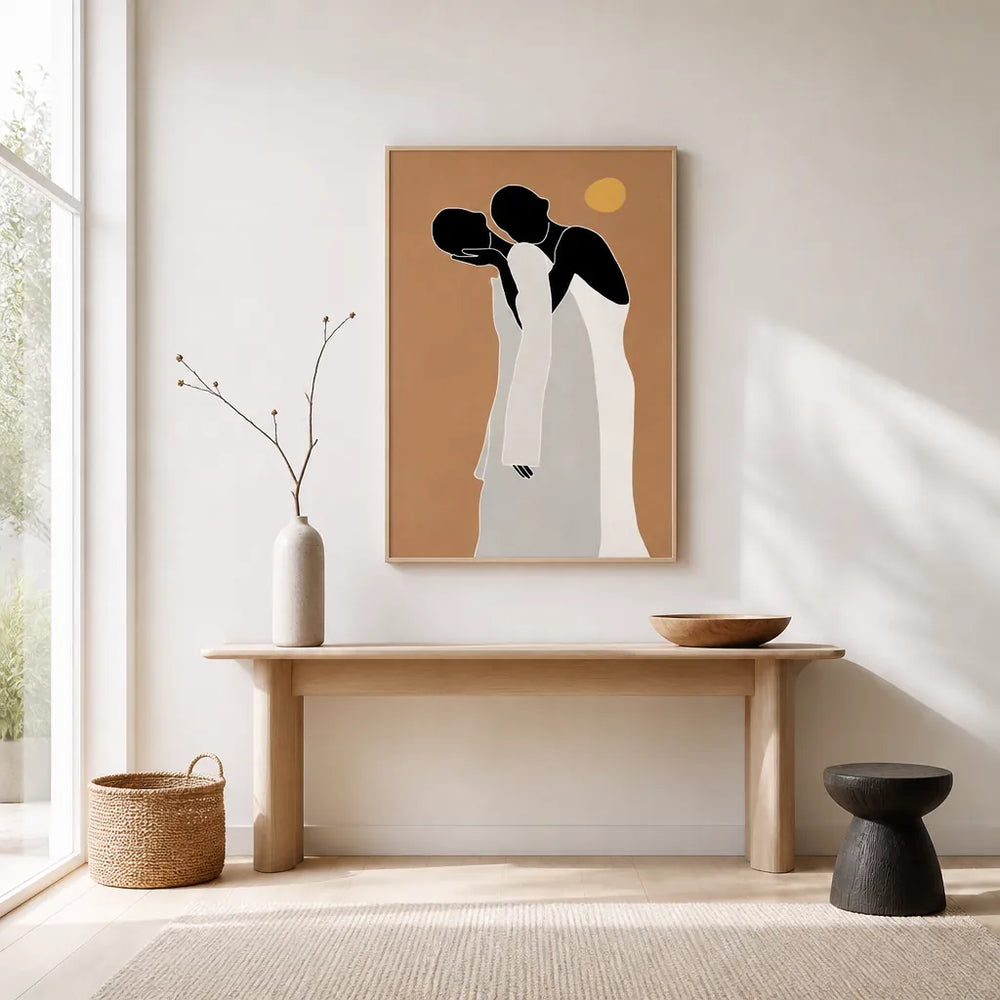 Room mockup featuring Silhouette Embrace Harmony Art Print