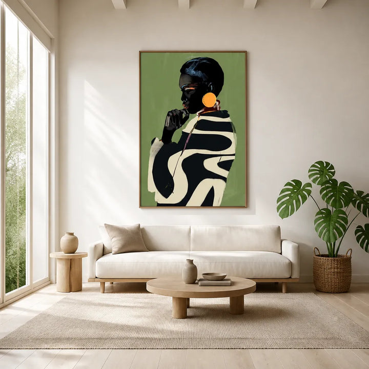 Room mockup featuring Emerald Contemplation Elegance Art Print