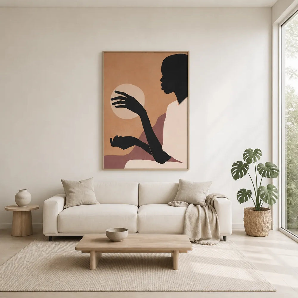 Room mockup featuring Sunset Silhouette Elegance Art Print