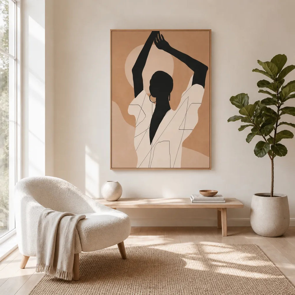 Room mockup featuring Serene Umber Silhouette Art Print