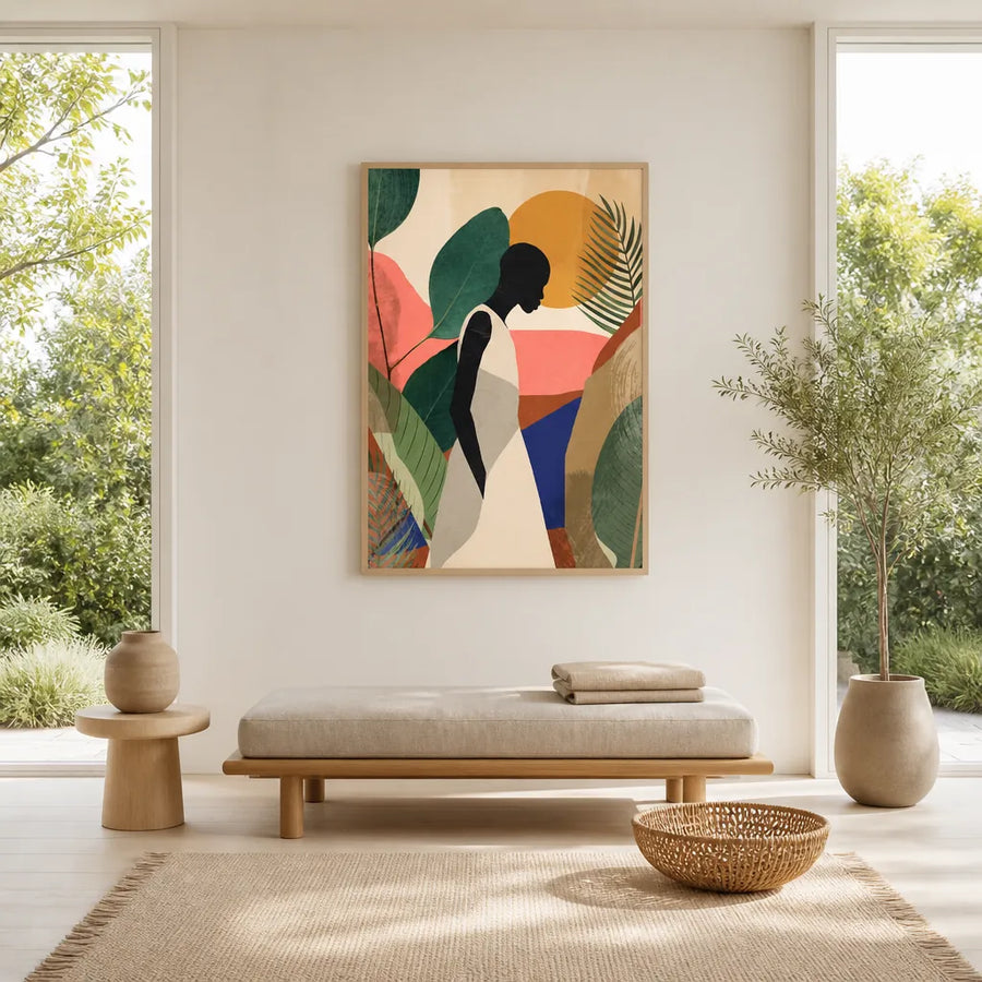 Botanical Harmony Silhouette Art Print in a room setting