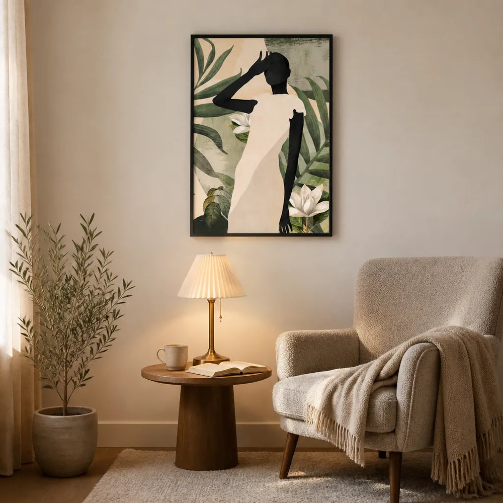 Room mockup featuring Verdant Silhouette Elegance Art Print