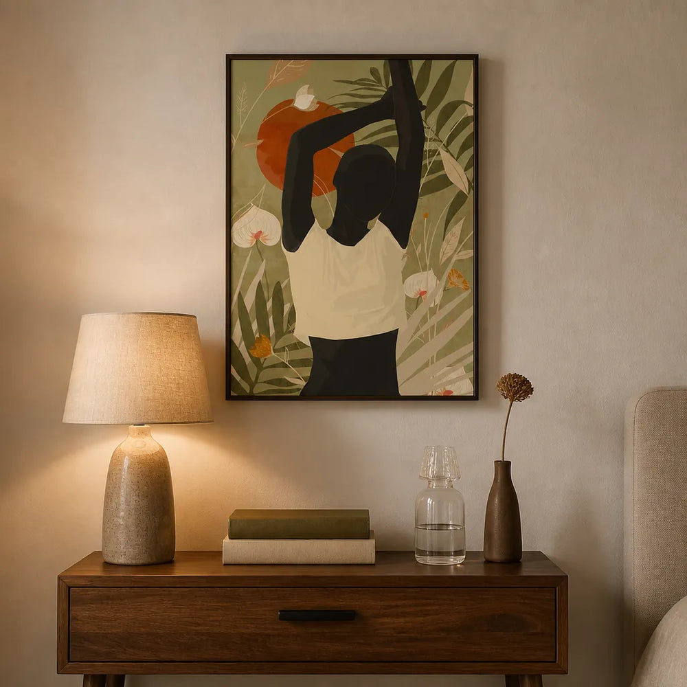 Room mockup featuring Verdant Elegance Silhouette Art Print