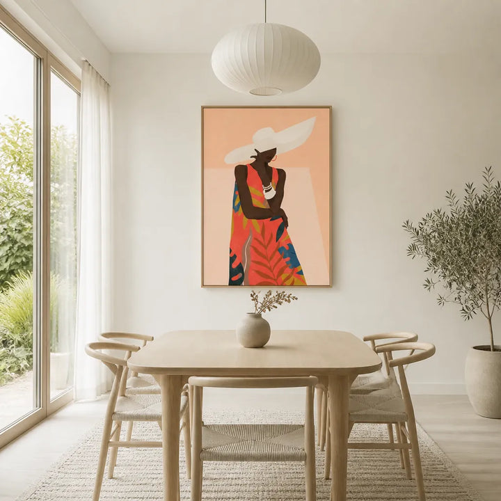 Room mockup featuring Peach Tropical Elegance Art Print
