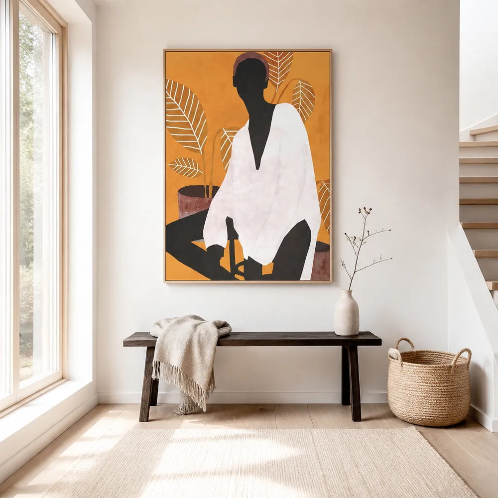 Room mockup featuring Amber Silhouette Elegance Art Print