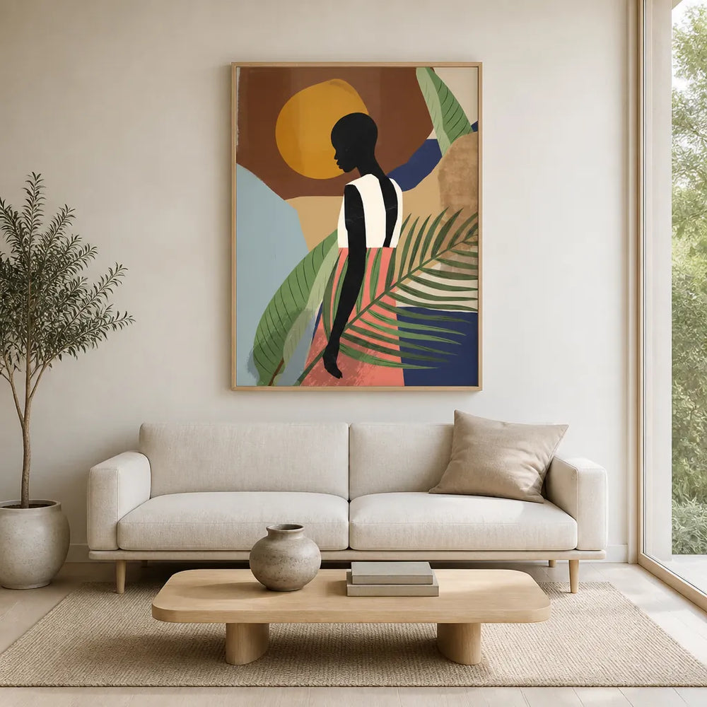 Room mockup featuring Sunlit Tropical Silhouette Art Print