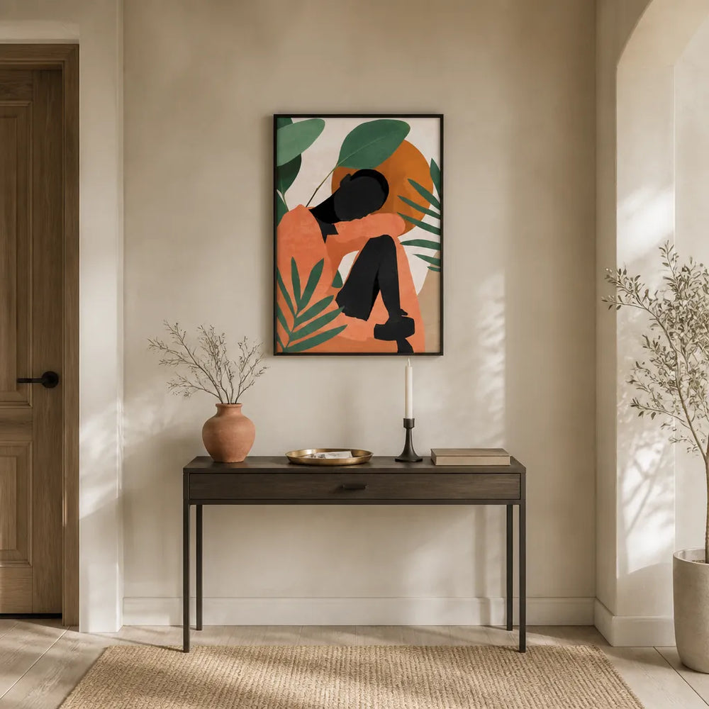 Room mockup featuring Verdant Sunset Silhouette Art Print