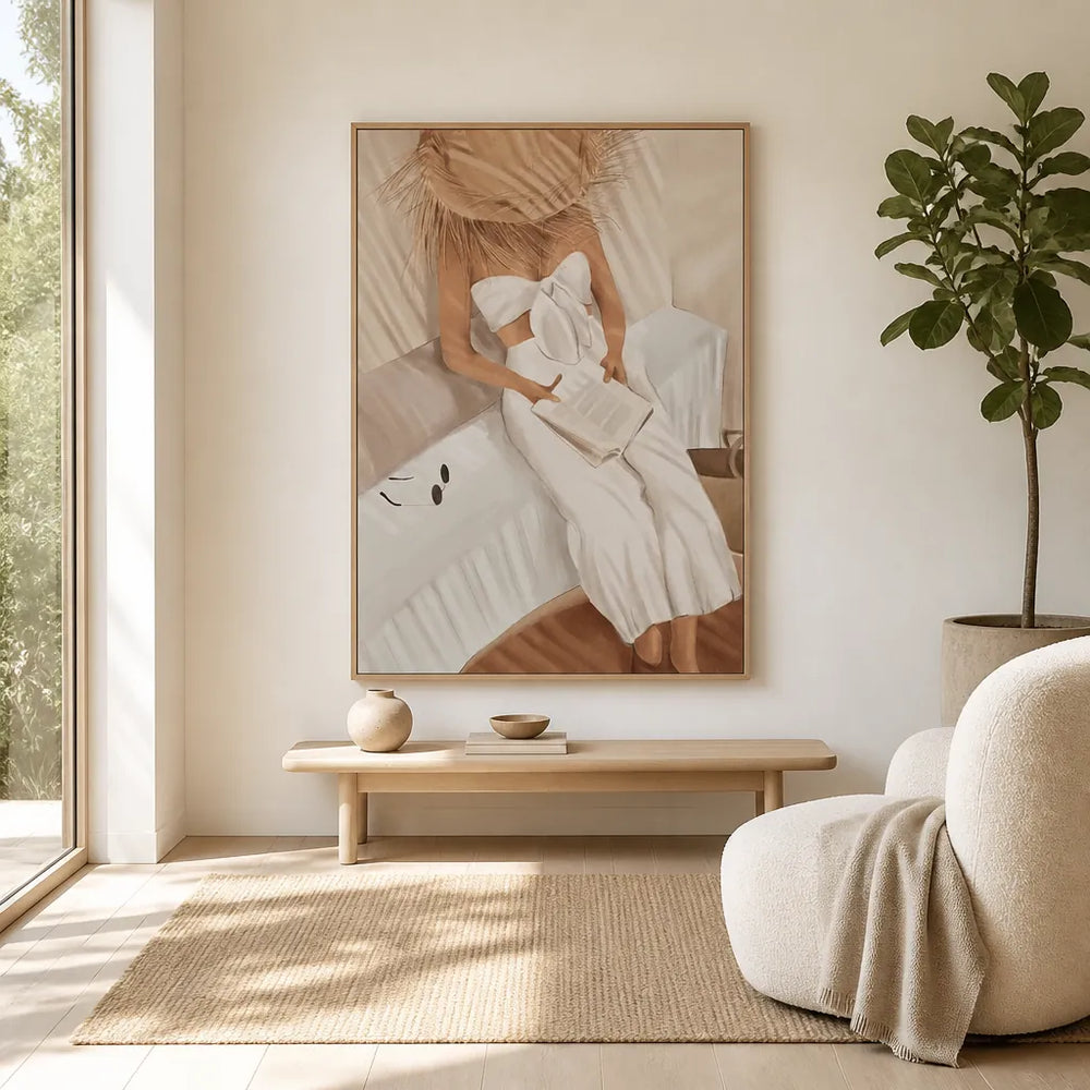 Room mockup featuring Summer Reading II - Dream_web Art Print