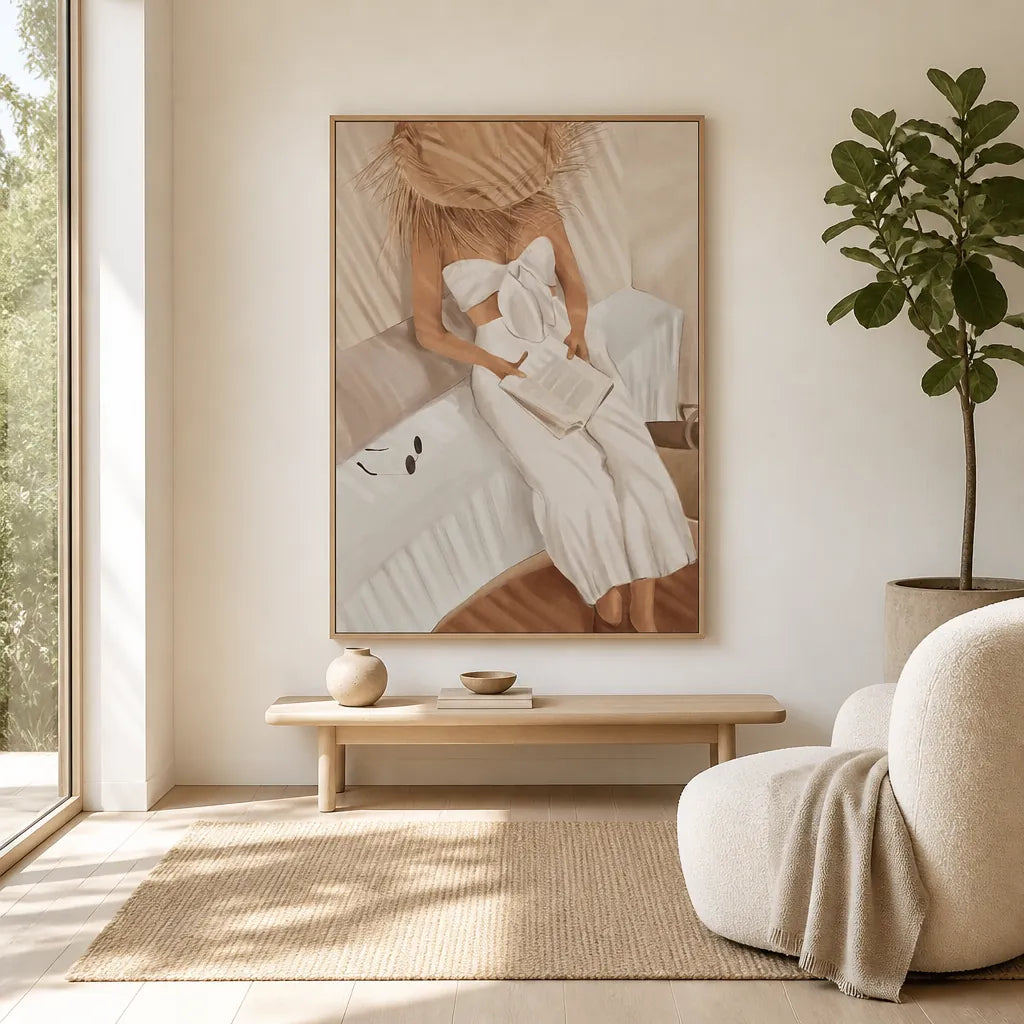 Room mockup featuring Summer Reading II - Dream_web Art Print