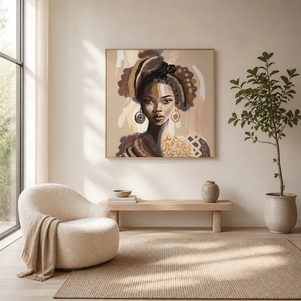Room mockup featuring Elegance Portrait of Woman Art Print