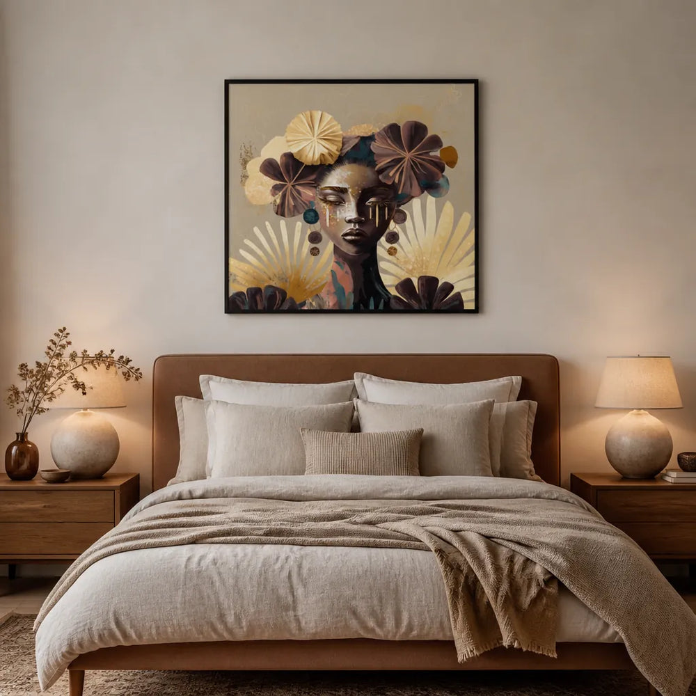 Room mockup featuring Tribal Bokeh Bella Eve Feminine Art Print
